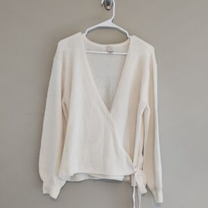 a new day Cream Wrap Tie V-Neck Sweater